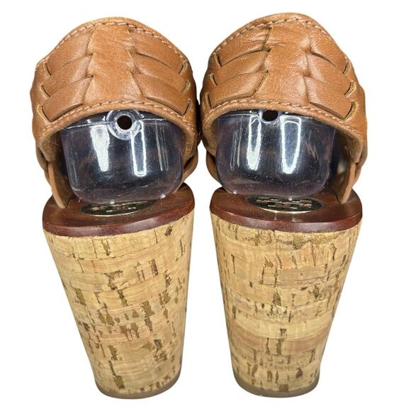 Tory Burch Women’s Killian Brown Leather Woven Wedge Sandals Size US 7.5 - Picture 8 of 12